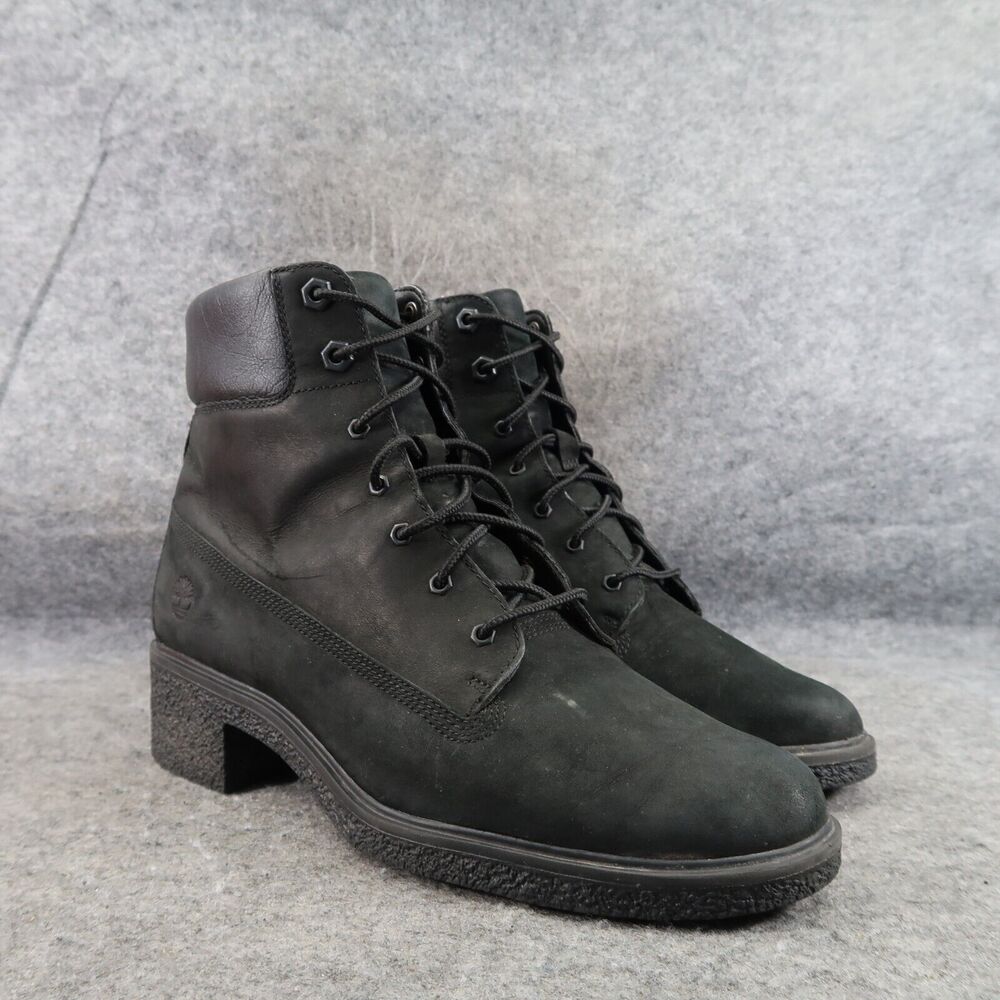 Timberland Shoes Womens 8.5 Boots Fashion Block Heel Lace Up Leather Waterproof